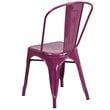 Flash Furniture Metal Curved Slat Back Dining Side Chair in Purple