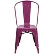 Flash Furniture Metal Curved Slat Back Dining Side Chair in Purple