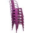 Flash Furniture Metal Curved Slat Back Dining Side Chair in Purple