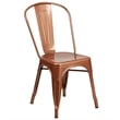 Flash Furniture Metal Curved Slat Back Dining Side Chair in Copper