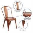 Flash Furniture Metal Curved Slat Back Dining Side Chair in Copper