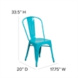 Flash Furniture Metal Curved Slat Back Dining Side Chair in Crystal Blue