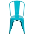 Flash Furniture Metal Curved Slat Back Dining Side Chair in Crystal Blue
