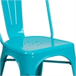 Flash Furniture Metal Curved Slat Back Dining Side Chair in Crystal Blue