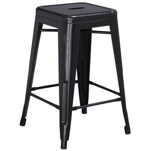 flash furniture stackable industrial metal backless bar stool in distressed black