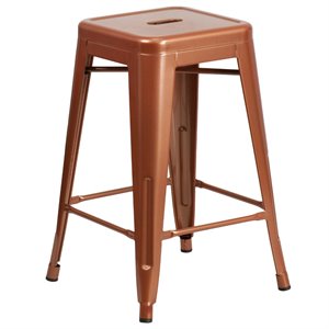 Flash Furniture 24&quot Metal Backless Counter Stool in Copper