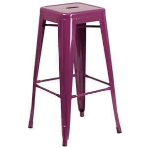 Flash Furniture 30&quot Metal Backless Bar Stool in Purple