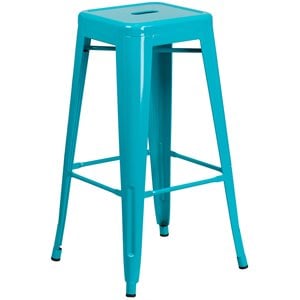 Flash Furniture 30&quot Metal Backless Bar Stool in Crystal Blue