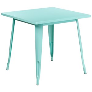 flash furniture contemporary industrial metal dining table in mint green