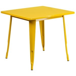 flash furniture contemporary industrial metal dining table in yellow