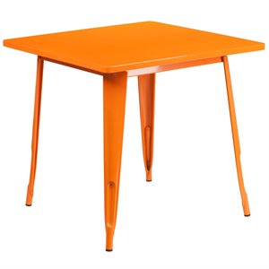 flash furniture contemporary industrial metal dining table in orange
