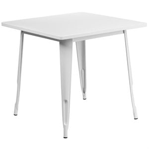 flash furniture contemporary industrial metal dining table in white