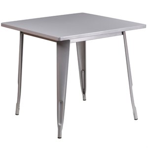 flash furniture contemporary industrial metal dining table in silver