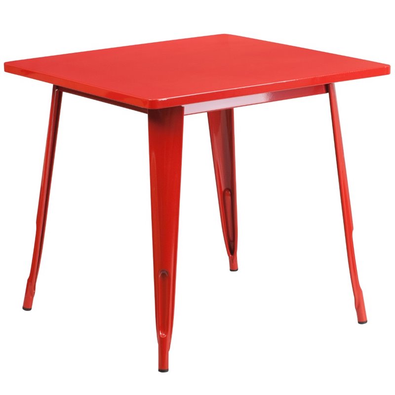 Flash Furniture 31.5" Square Metal Dining Table in Red