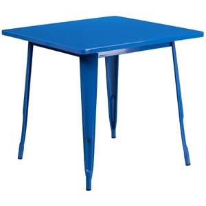 flash furniture contemporary industrial metal dining table in blue