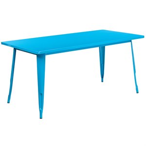 Flash Furniture 31.5&quot x 63&quot Metal Dining Table in Crystal Blue