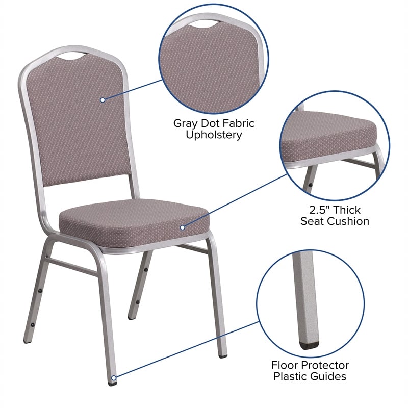 Flash Furniture Fabric Banquet Stack Chair in Silver and Gray