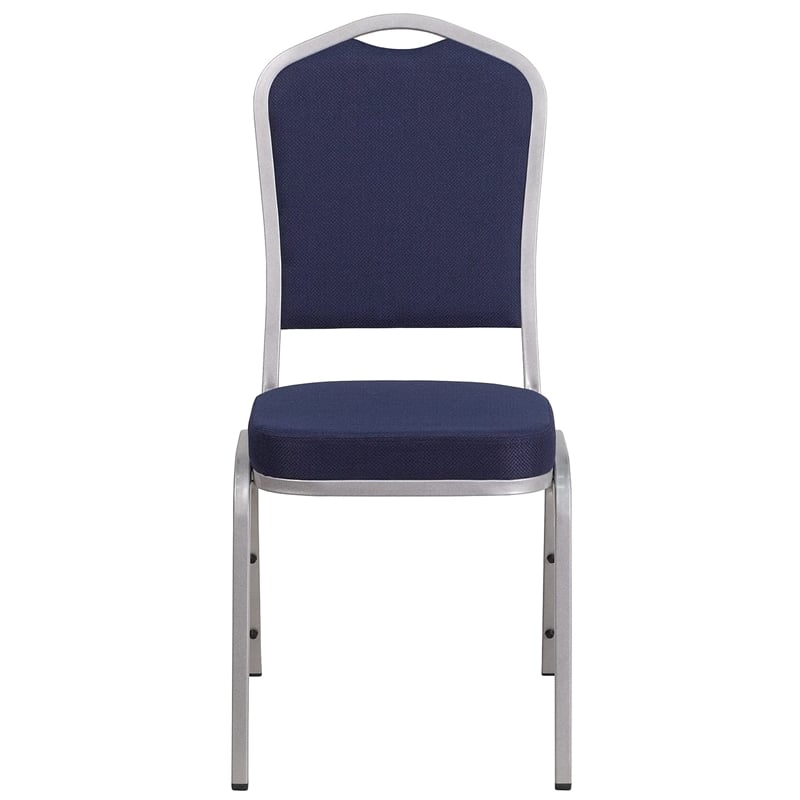 Flash Furniture Fabric Banquet Stack Chair in Silver and Navy Blue