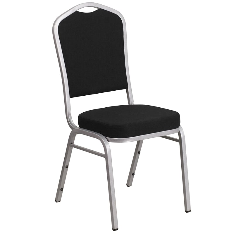 Flash Furniture Fabric Banquet Stack Chair in Silver and Black