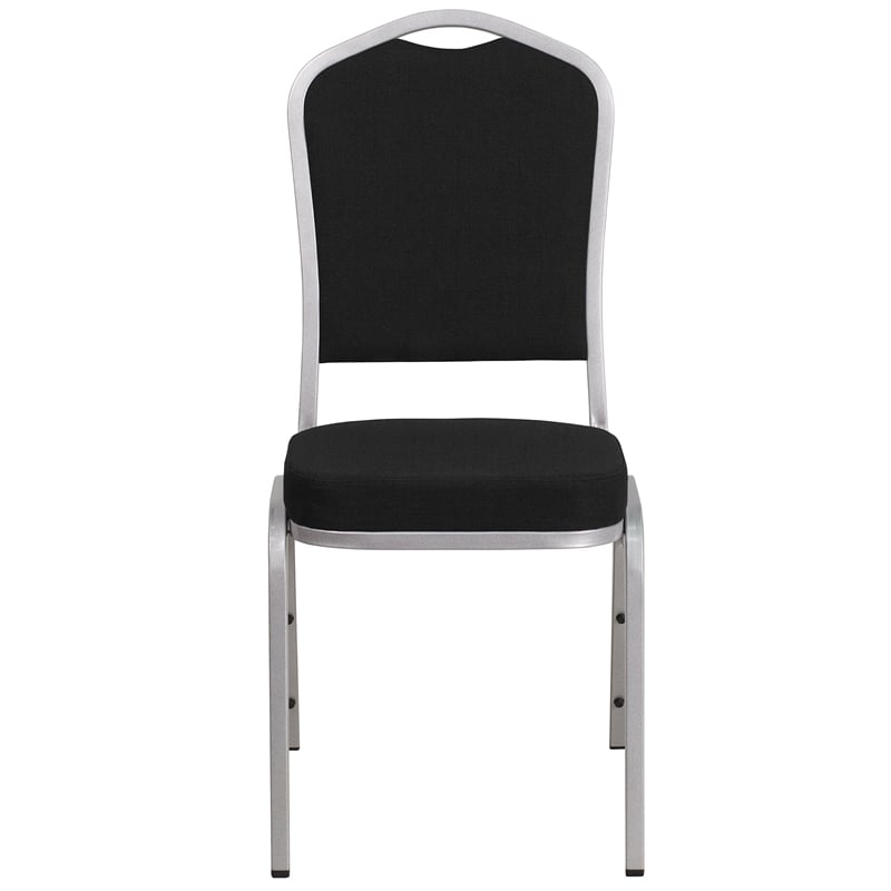 Flash Furniture Fabric Banquet Stack Chair in Silver and Black