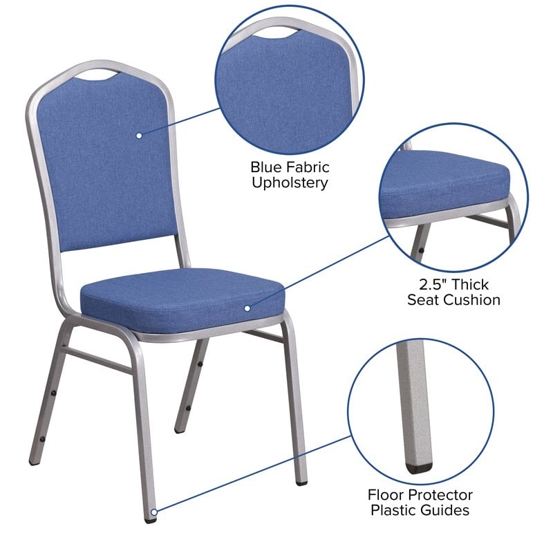 Flash Furniture Fabric Banquet Stack Chair in Silver and Blue