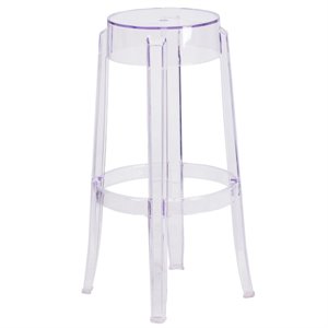 flash furniture contemporary transparent plastic backless stacking bar stool in clear
