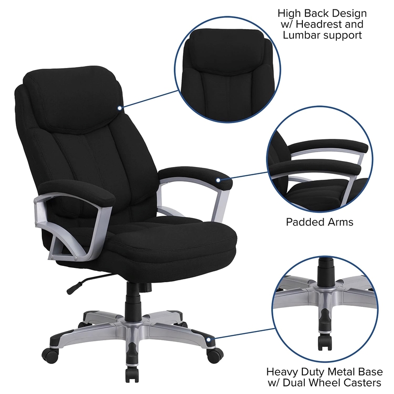 Flash Furniture Big and Tall Fabric Swivel Office Chair in Black