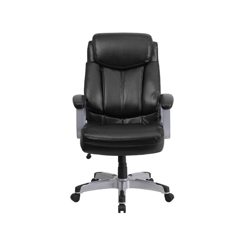 Flash Furniture Big and Tall Leather Swivel Office Chair in Black