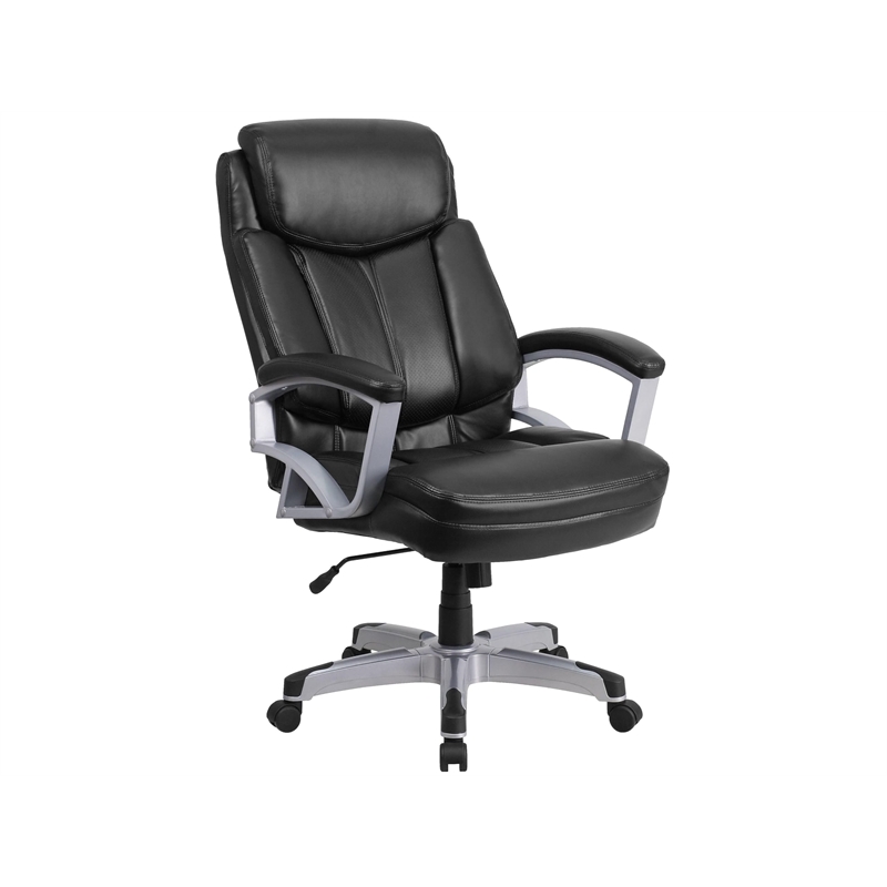 Flash Furniture Big and Tall Leather Swivel Office Chair in Black