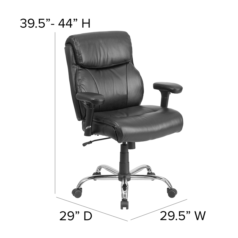 Flash Furniture Big and Tall Leather Swivel Office Chair in Black