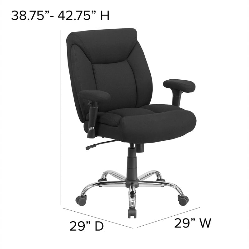 Flash Furniture Big and Tall Fabric Swivel Office Chair in Black