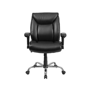 Flash Furniture Big and Tall Leather Swivel Office Chair in Black
