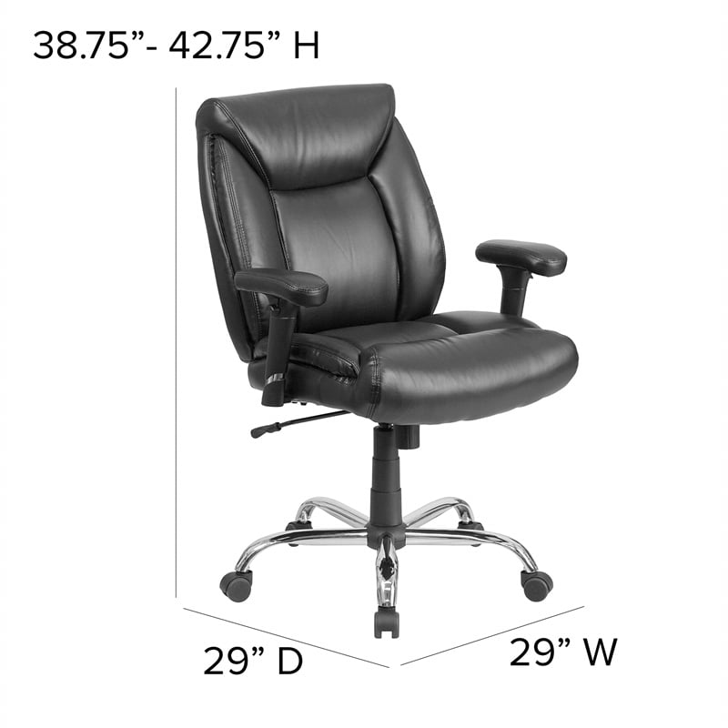 Flash Furniture Big and Tall Leather Swivel Office Chair in Black