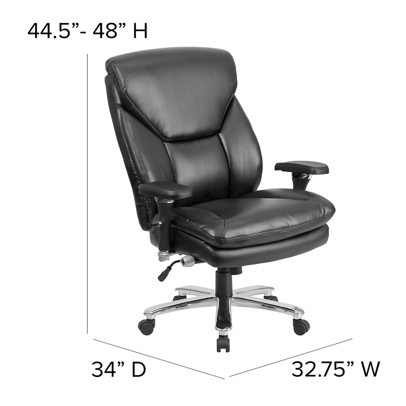 Flash Furniture Big and Tall Leather Swivel Office Chair in Black