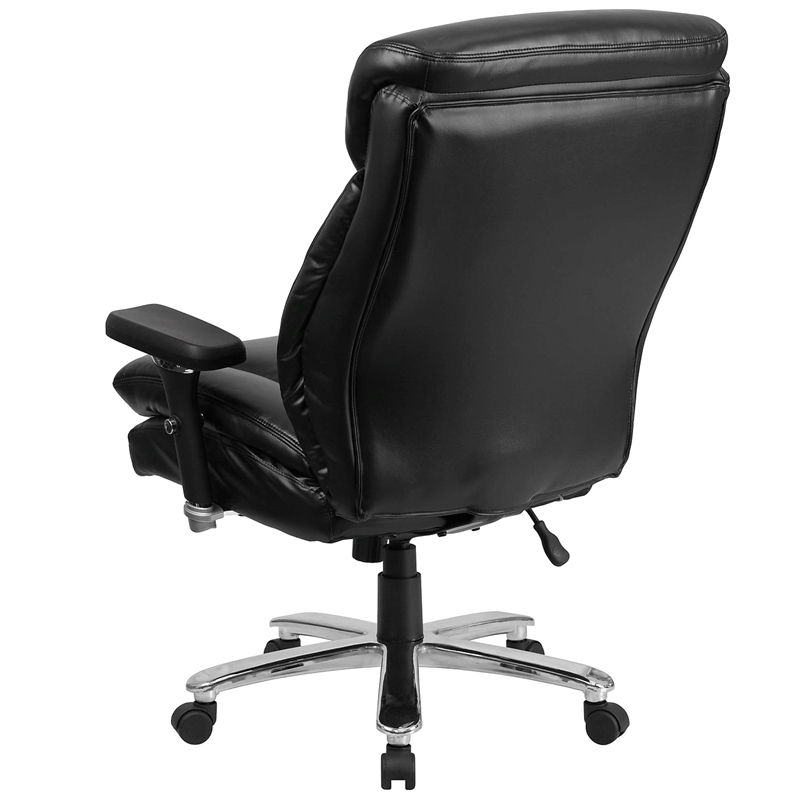 Flash Furniture Big and Tall Leather Swivel Office Chair in Black