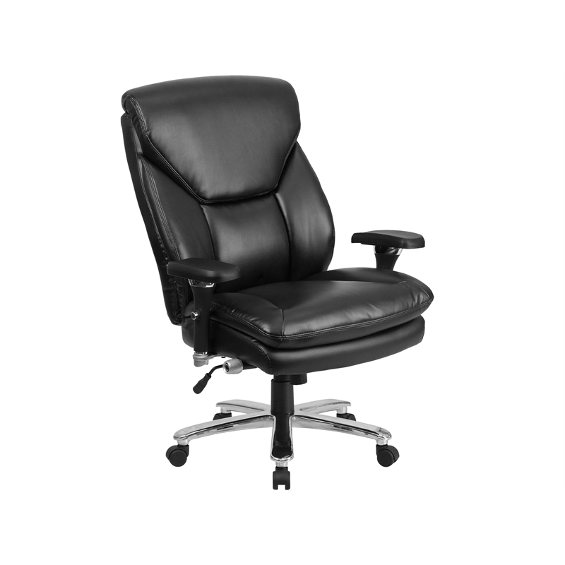 Flash Furniture Big and Tall Leather Swivel Office Chair in Black