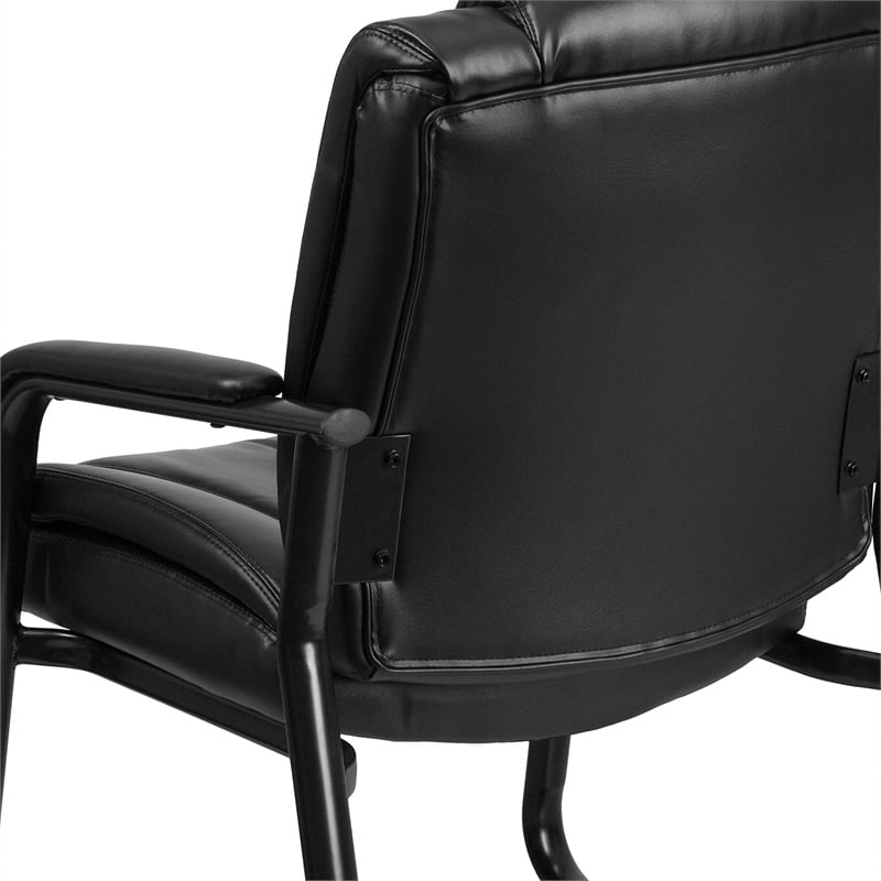 Flash Furniture Leather Office Reception Chair in Black