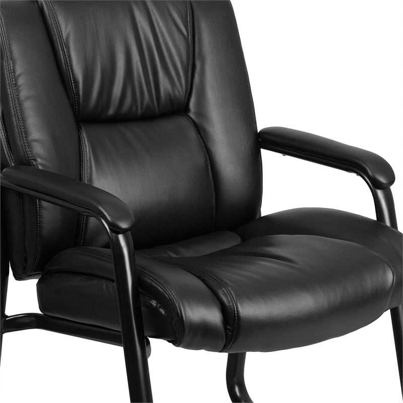Flash Furniture Leather Office Reception Chair in Black