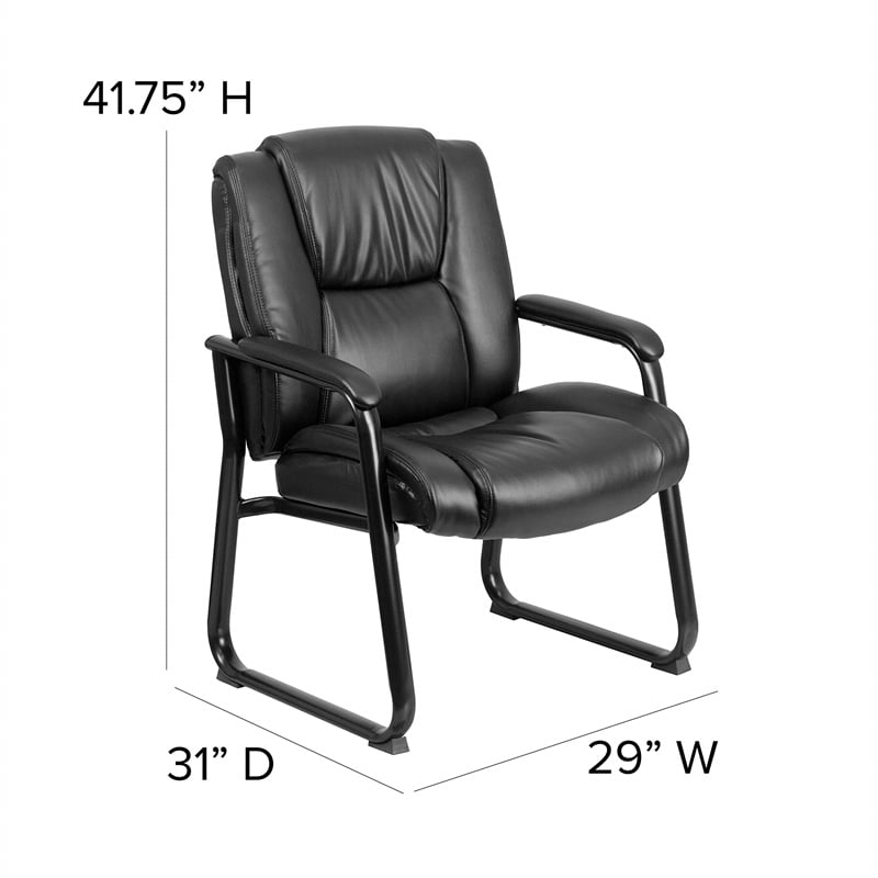 Flash Furniture Leather Office Reception Chair in Black