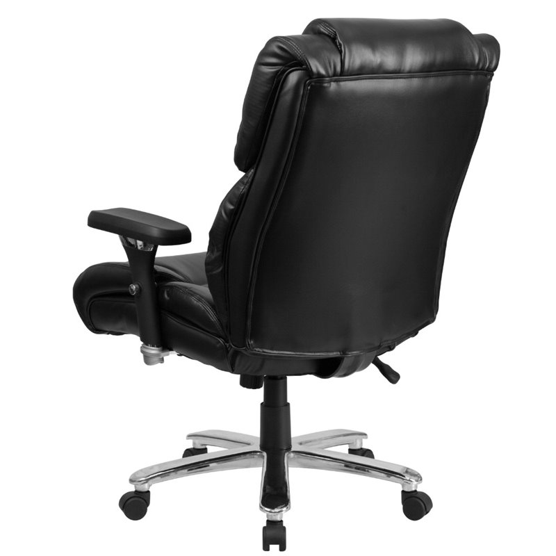 Flash Furniture Big and Tall Leather Swivel Office Chair in Black