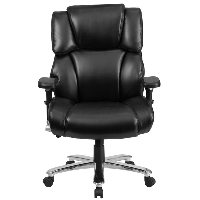 Flash Furniture Big and Tall Leather Swivel Office Chair in Black