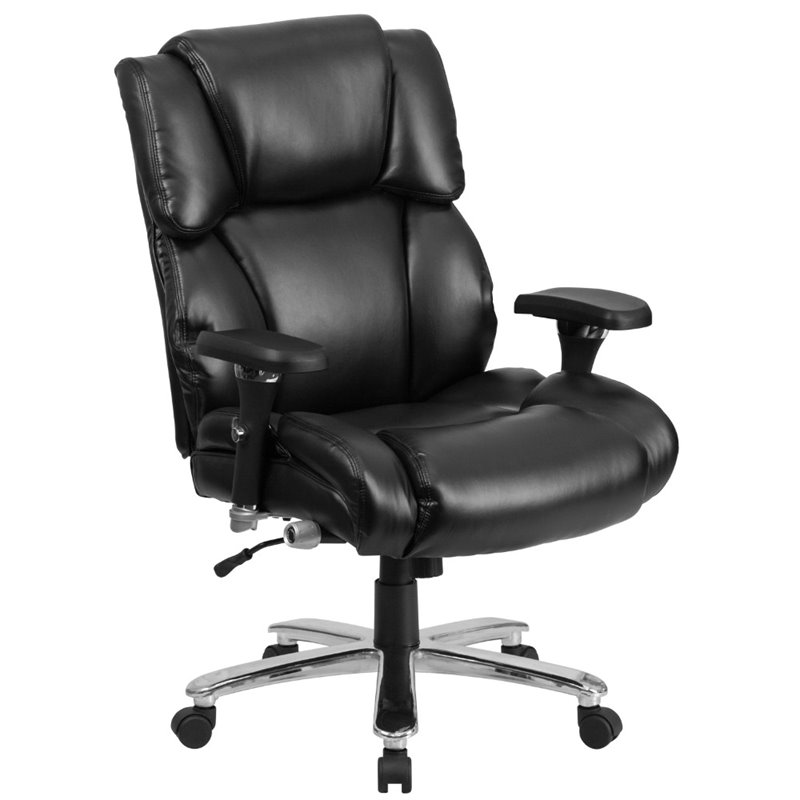 Flash Furniture Big and Tall Leather Swivel Office Chair in Black