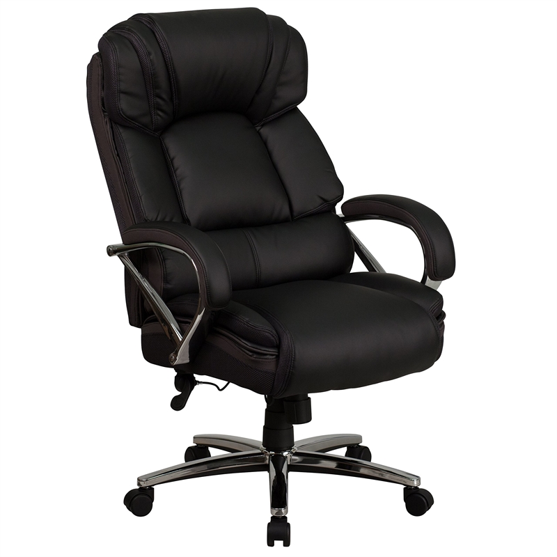 Flash Furniture Big and Tall Leather Swivel Office Chair in Black