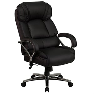 Flash Furniture Big and Tall Leather Swivel Office Chair in Black
