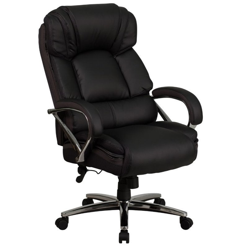 Big and Tall Leather Swivel Office Chair in Black - GO-2222-GG