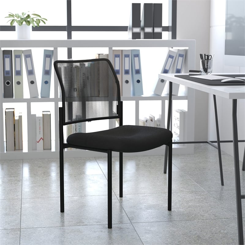 Flash Furniture Mesh Stacking Side Chair in Black
