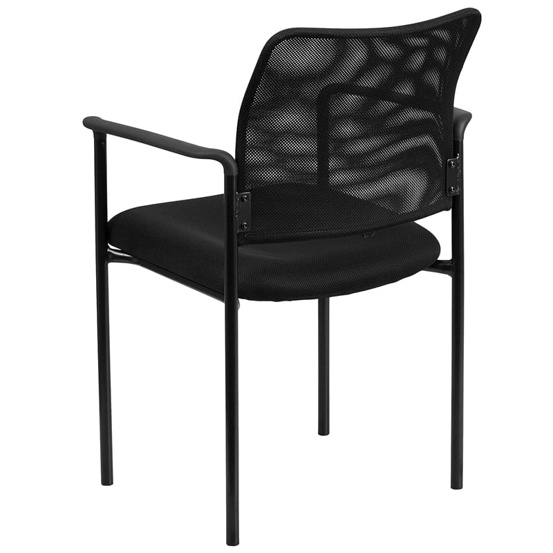 Flash Furniture Mesh Stacking Side Arm Chair in Black