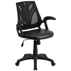 Flash Furniture Mid-Back Office Swivel Chair In Black Leather Mesh