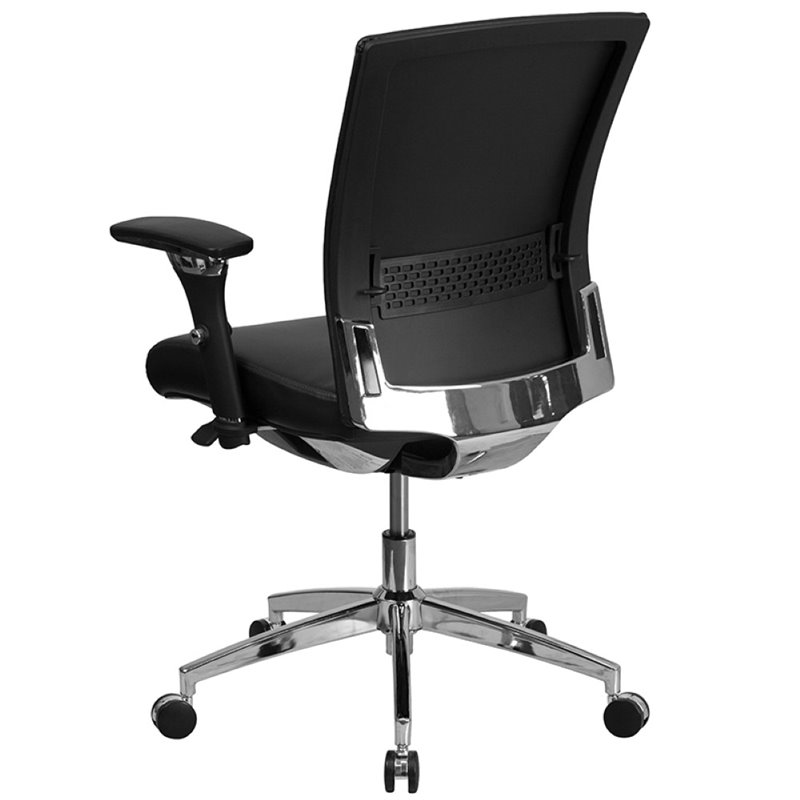 Flash Furniture Leather Swivel Office Chair in Black
