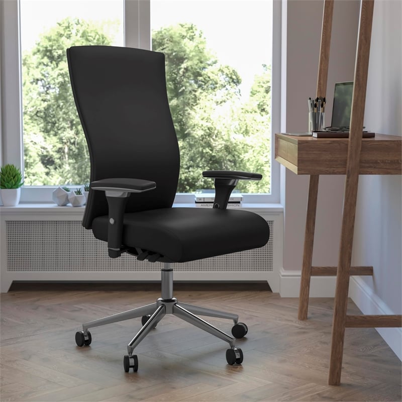 Flash Furniture High Back Leather Swivel Office Chair in Black